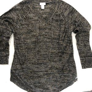 Soft Surroundings NWT Gray w/Gold Sequins Tunic